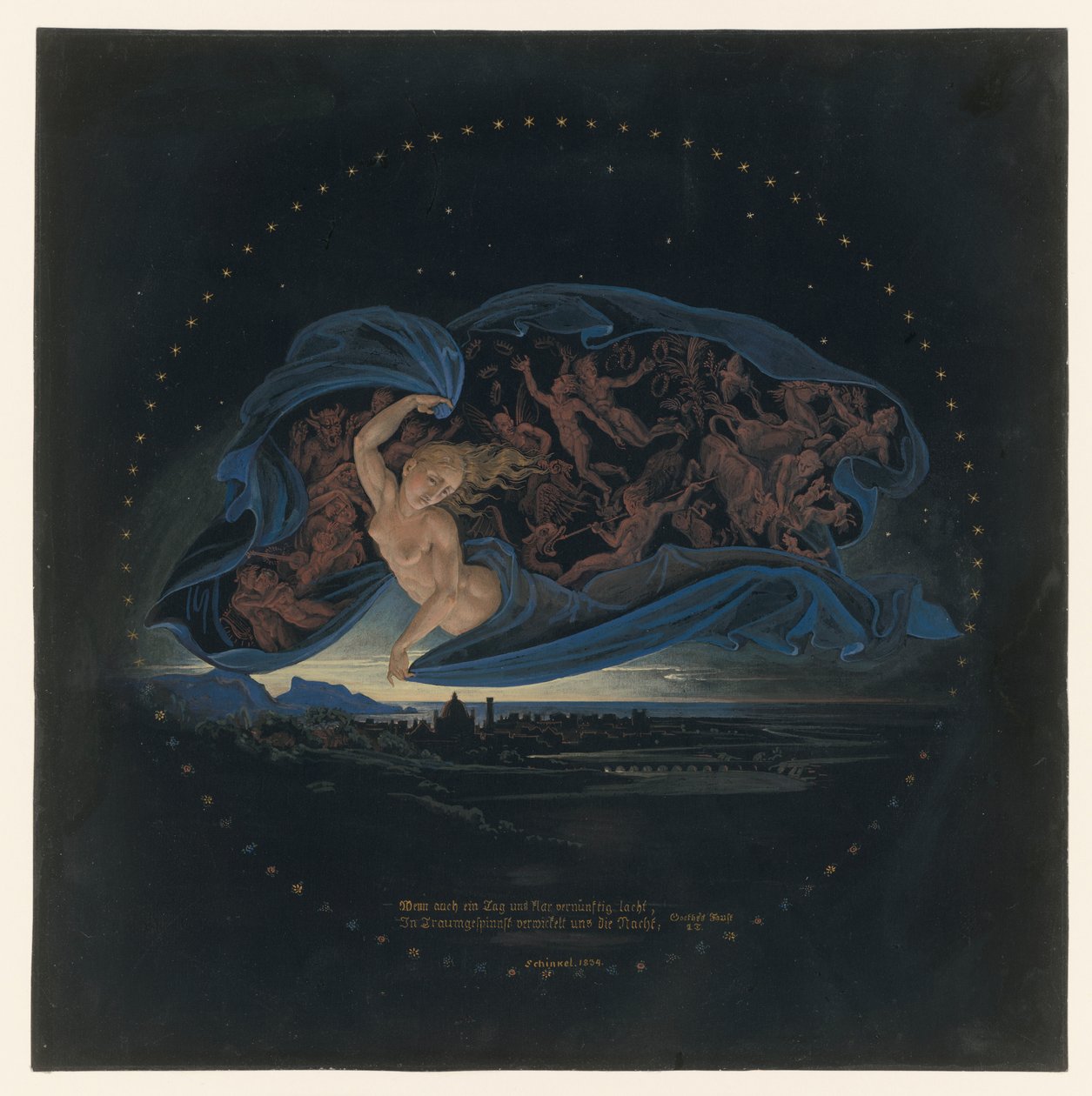 La nuit tombe sur le golfe de Naples - Karl Friedrich Schinkel