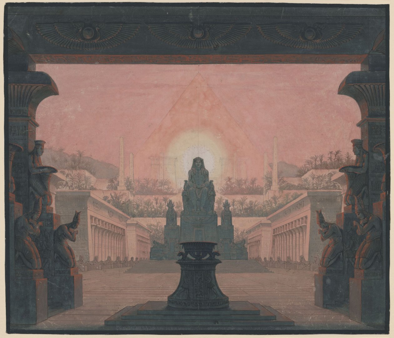 La Flûte enchantée. Opéra de Wolfgang Amadeus Mozart. Projet pour le 12e décor. Le temple du soleil de Sarastro - Karl Friedrich Schinkel