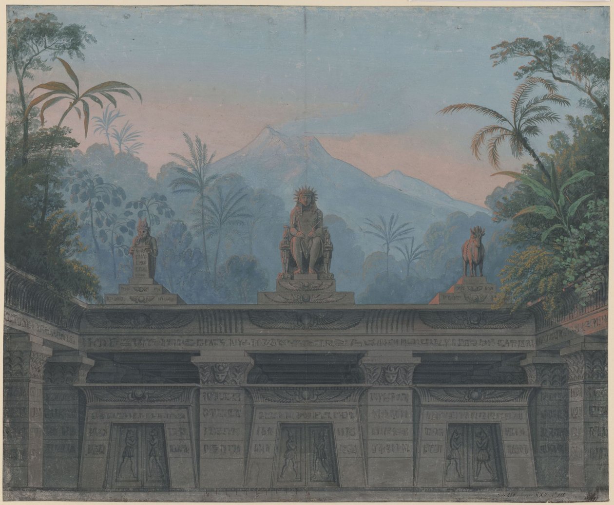 La Flûte enchantée. Opéra de Wolfgang Amadeus Mozart. Esquisse du 4e décor. Parvis du temple de Sarastro - Karl Friedrich Schinkel