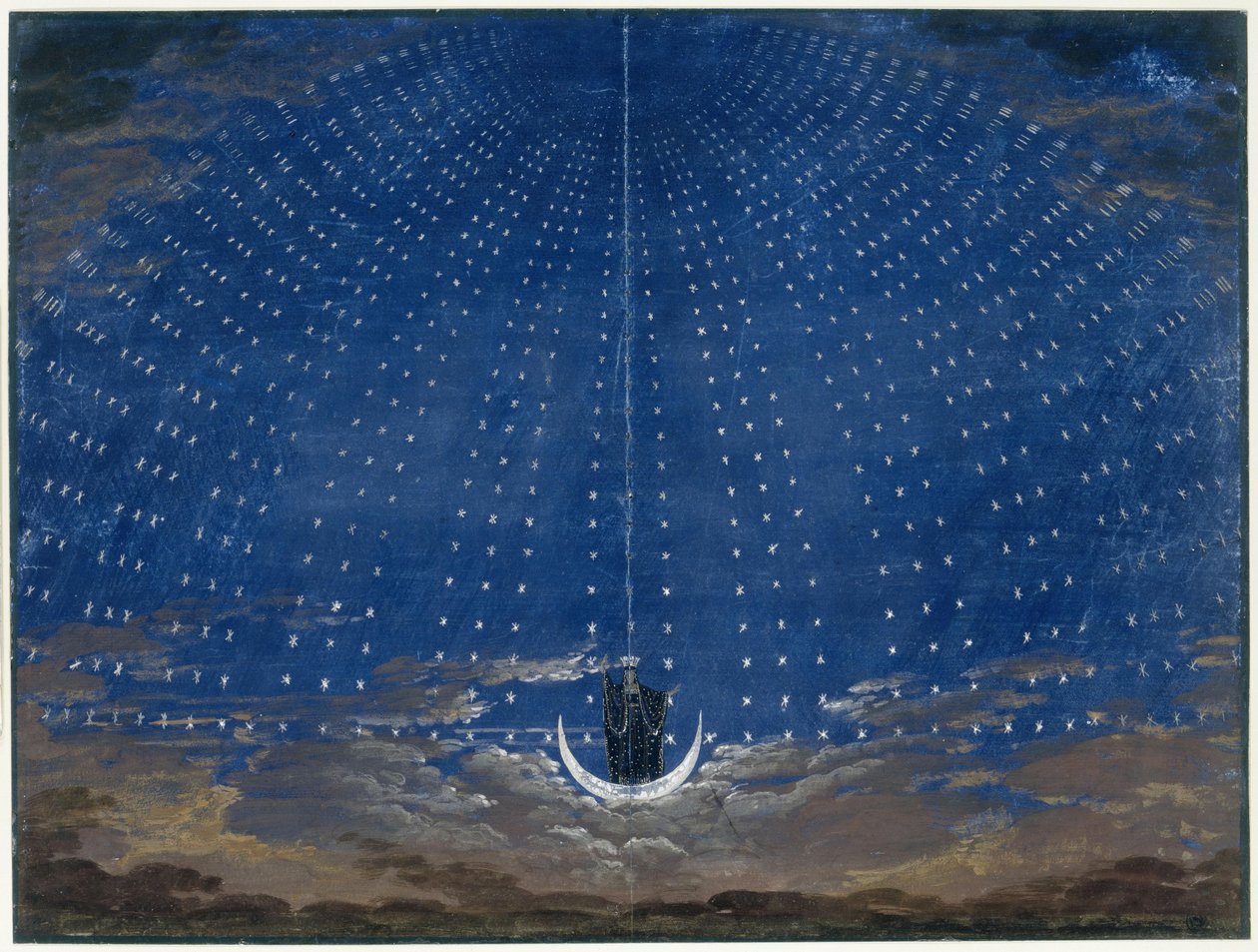 La Flûte enchantée. Opéra de Wolfgang Amadeus Mozart. Esquisse de décor. La salle étoilée de la Reine de la Nuit - Karl Friedrich Schinkel