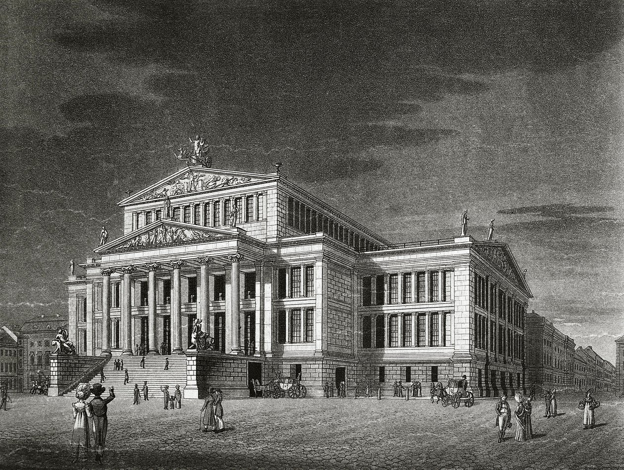 Allemagne, Berlin, Vue du Schauspielhaus (salle de concert), gravure de Karl Friedrich Schinkels - Karl Friedrich Schinkel