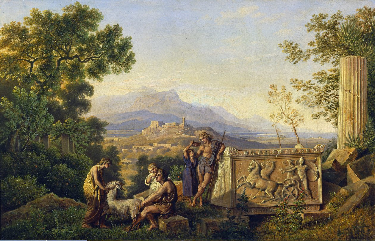 Paysage grec idéal avec des bergers se reposant - Karl Friedrich Schinkel