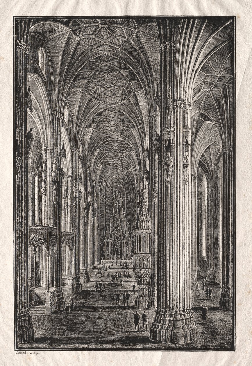 Intérieur de la cathédrale Saint-Étienne à Vienne, vers 1810 - Karl Friedrich Schinkel