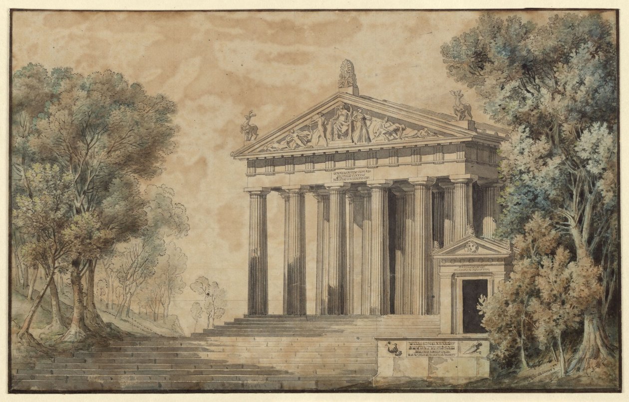 Iphigénie en Tauride. Pièce de Johann Wolfgang von Goethe. Projet de décor. Temple de Diane - Karl Friedrich Schinkel