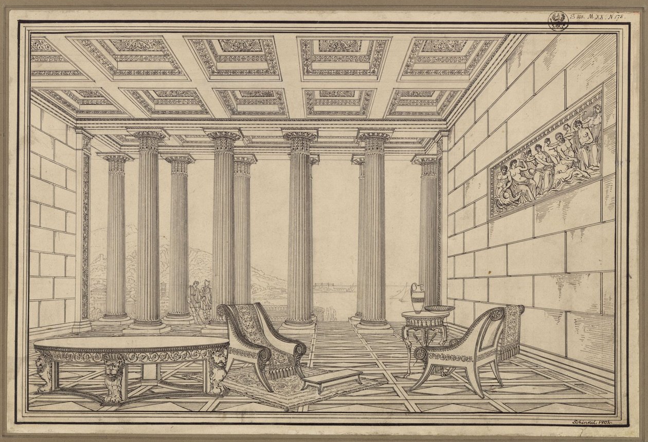 Salle ouverte au bord de la mer dans le style antique - Karl Friedrich Schinkel