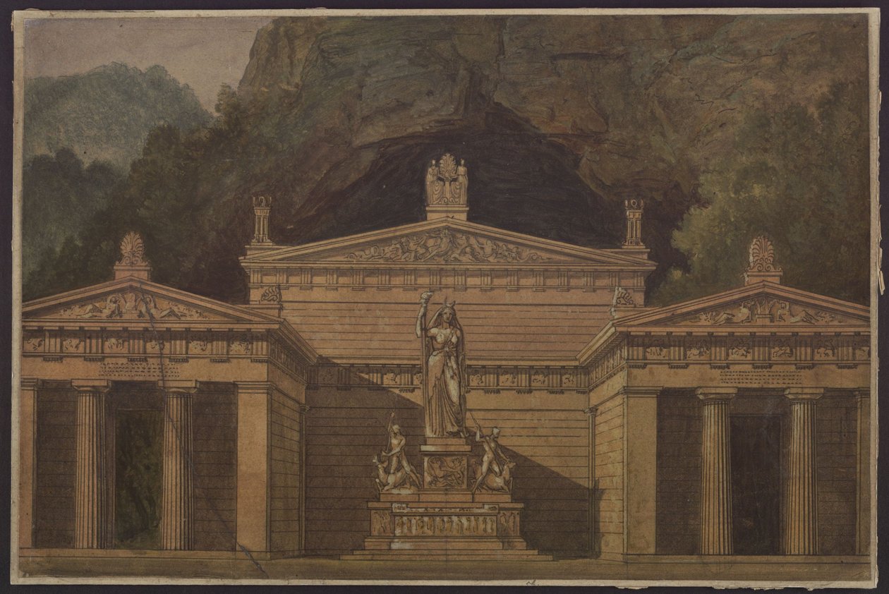 Olimpia. Opéra de Gaspare Spontini. Projet pour le 4e décor. Temple de Diane - Karl Friedrich Schinkel