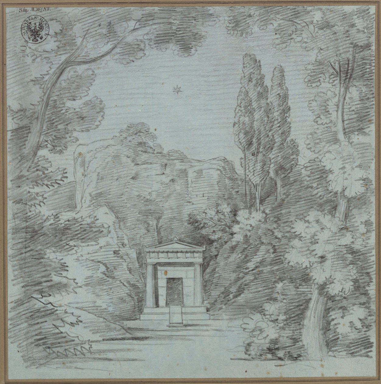 Orphée et Eurydice. Opéra de Christoph Willibald Gluck. Esquisse du premier décor (). Esquisse d