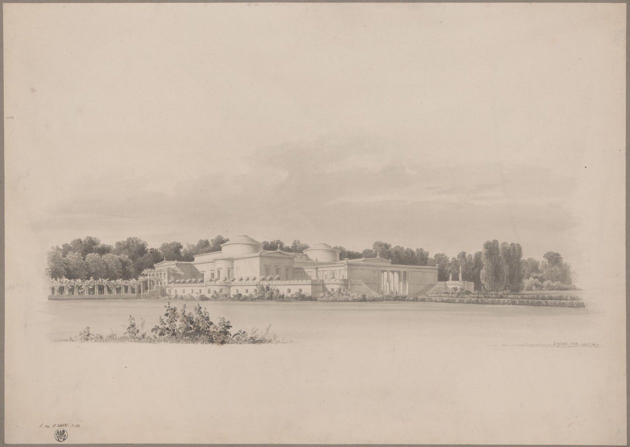 Potsdam-Sanssouci. Ancienne maison de campagne près du château de Charlottenhof. Vue en perspective depuis le nord-est - Karl Friedrich Schinkel