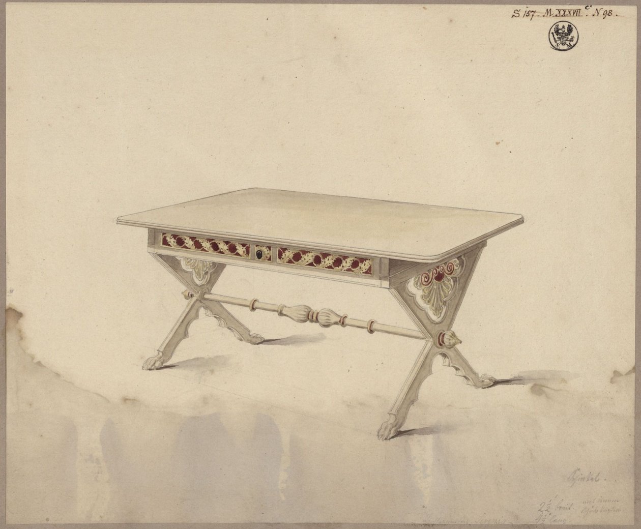 Potsdam. Château de Babelsberg (?). Projet pour une table inclinée - Karl Friedrich Schinkel