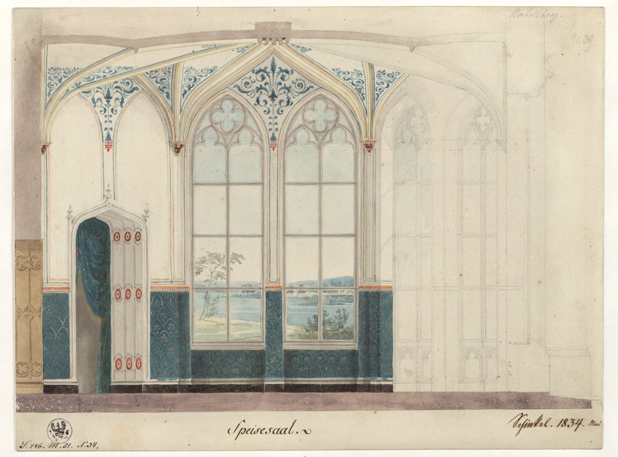 Potsdam. Château de Babelsberg. Salle à manger. Décoration murale - Karl Friedrich Schinkel