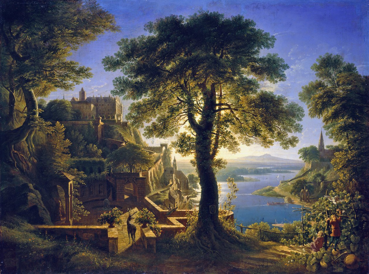 Château au bord du fleuve - Karl Friedrich Schinkel