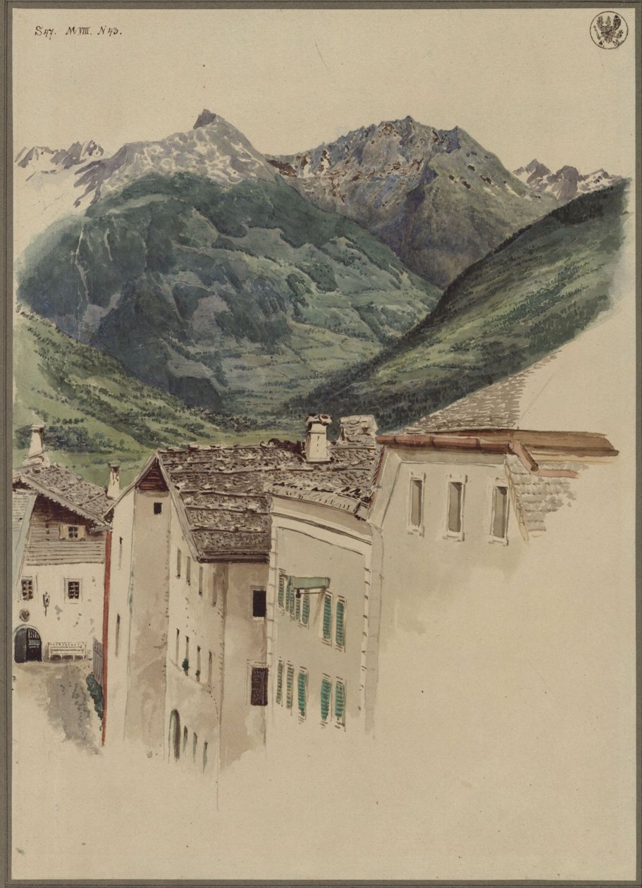 Rue de Hofgastein offrant une vue sur le Hüttelkogel, le Graukogel, le massif du Feuerseng et la Gamskarspitze - Karl Friedrich Schinkel