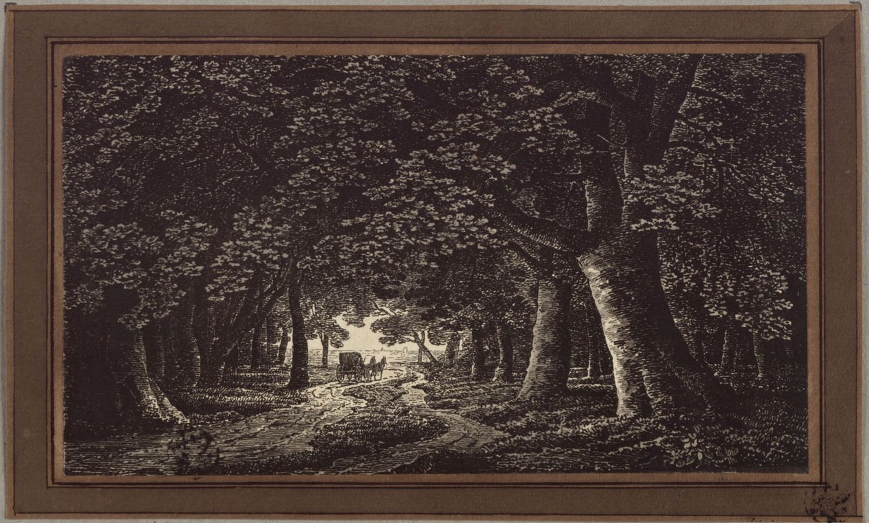 Chemin forestier avec une calèche - Karl Friedrich Schinkel