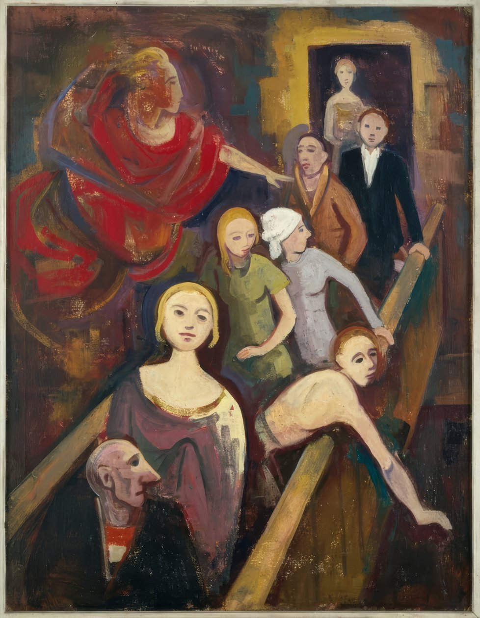 Sur les escaliers avec un ange - Karl Hofer