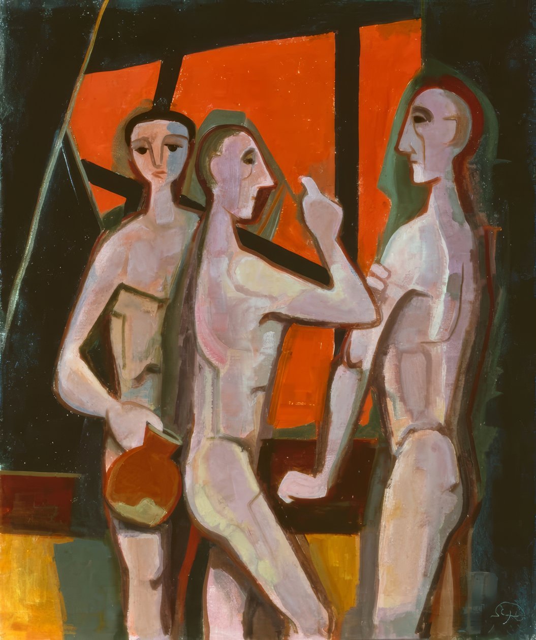 Trois hommes dans la pièce - Karl Hofer