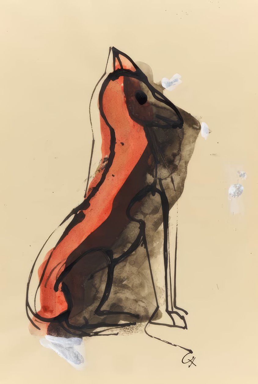 Animal fabuleux - rouge - Karl Hofer