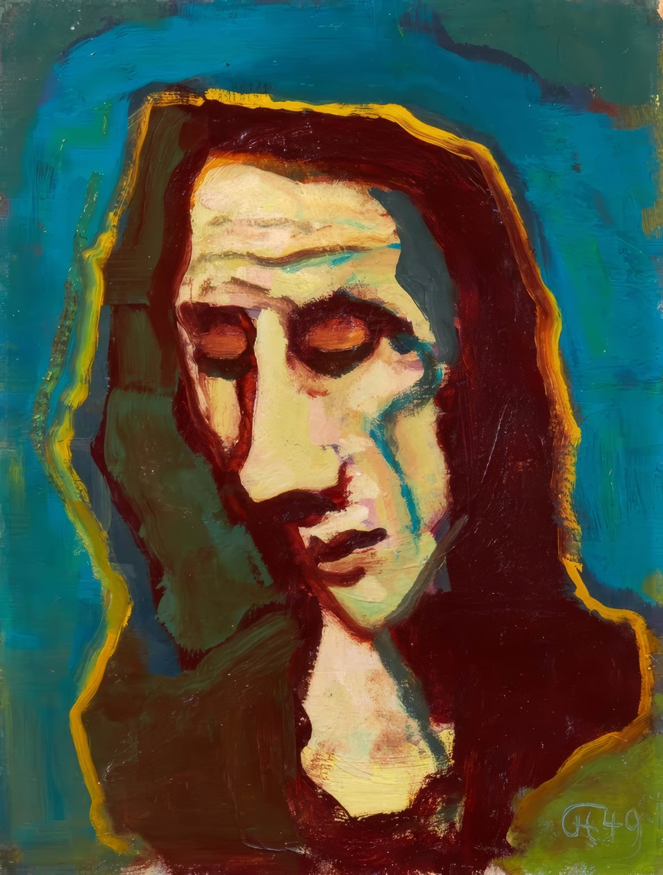 Tête de femme au regard baissé - Karl Hofer