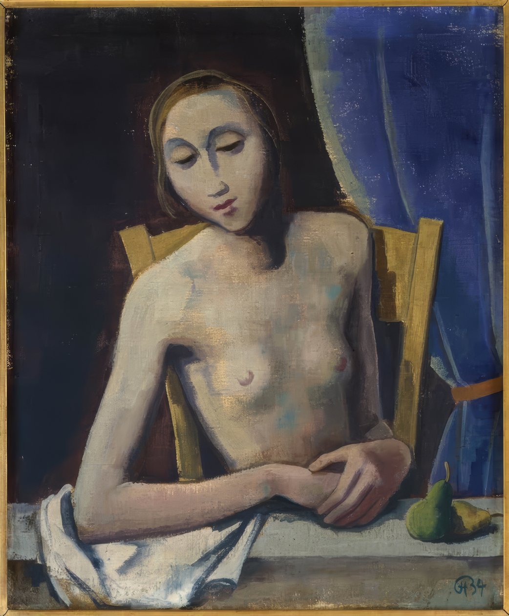 Fille devant un rideau - Karl Hofer