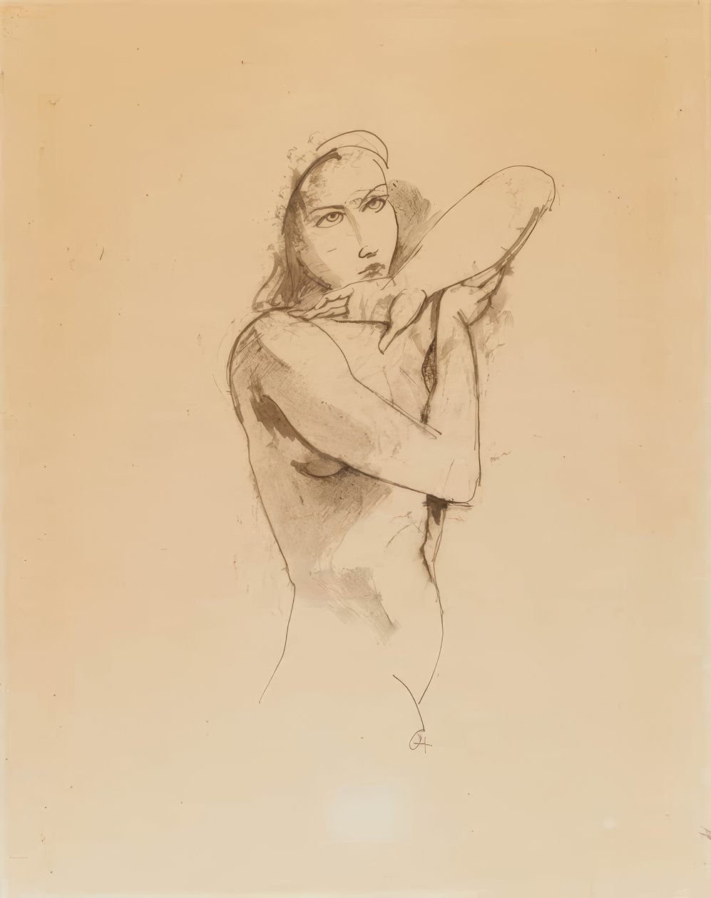 Nu féminin avec le bras gauche levé - Karl Hofer