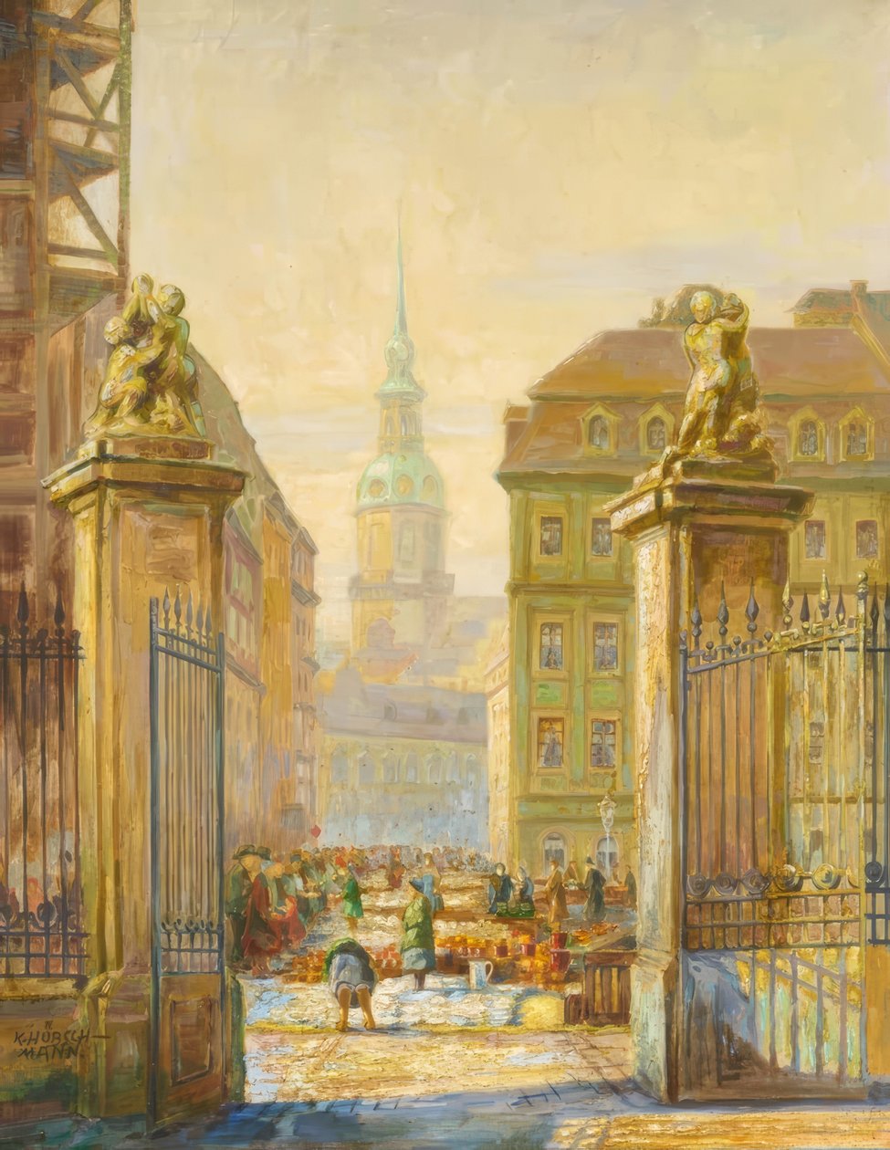 Marché des potiers sur la place Neumarkt à Dresde - Karl Hübschmann
