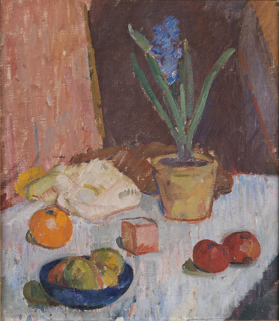Composition avec jacinthe, fruits et bol bleu - Karl Isakson