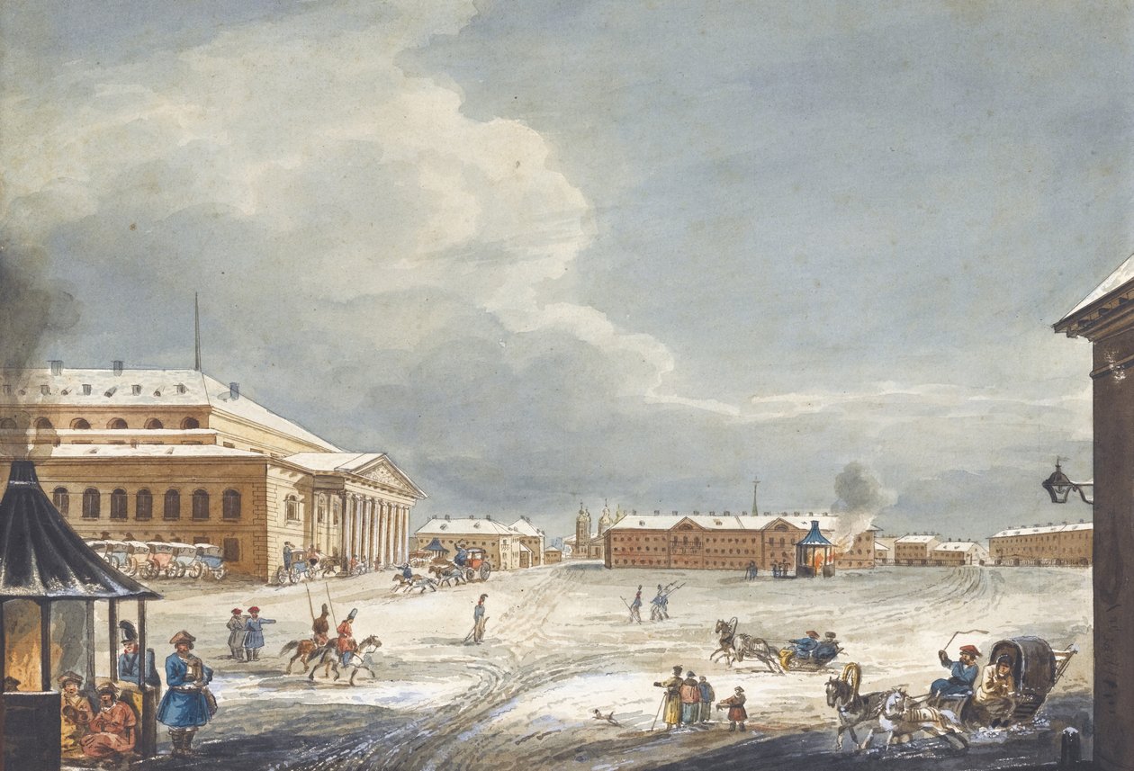 Vue du théâtre impérial Bolchoï Kamenny de Saint-Pétersbourg - Karl Ivanovich Kolmann