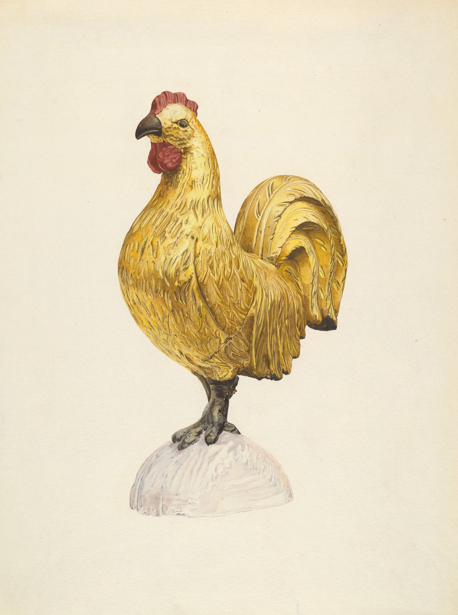 Coq en bois doré - Karl J. Hentz