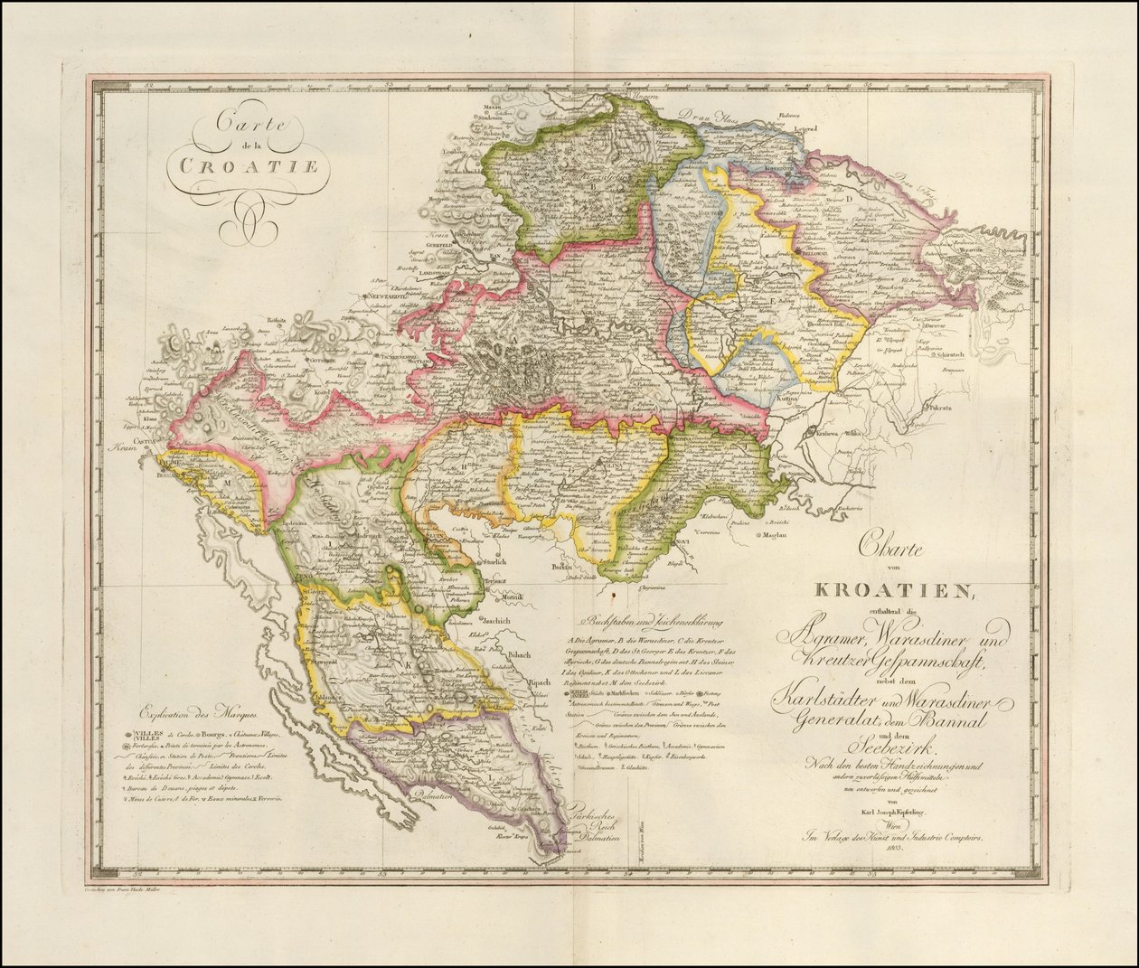 Carte de la Croatie en 1803 par Karl Joseph Kipferling - Karl Joseph Kipferling
