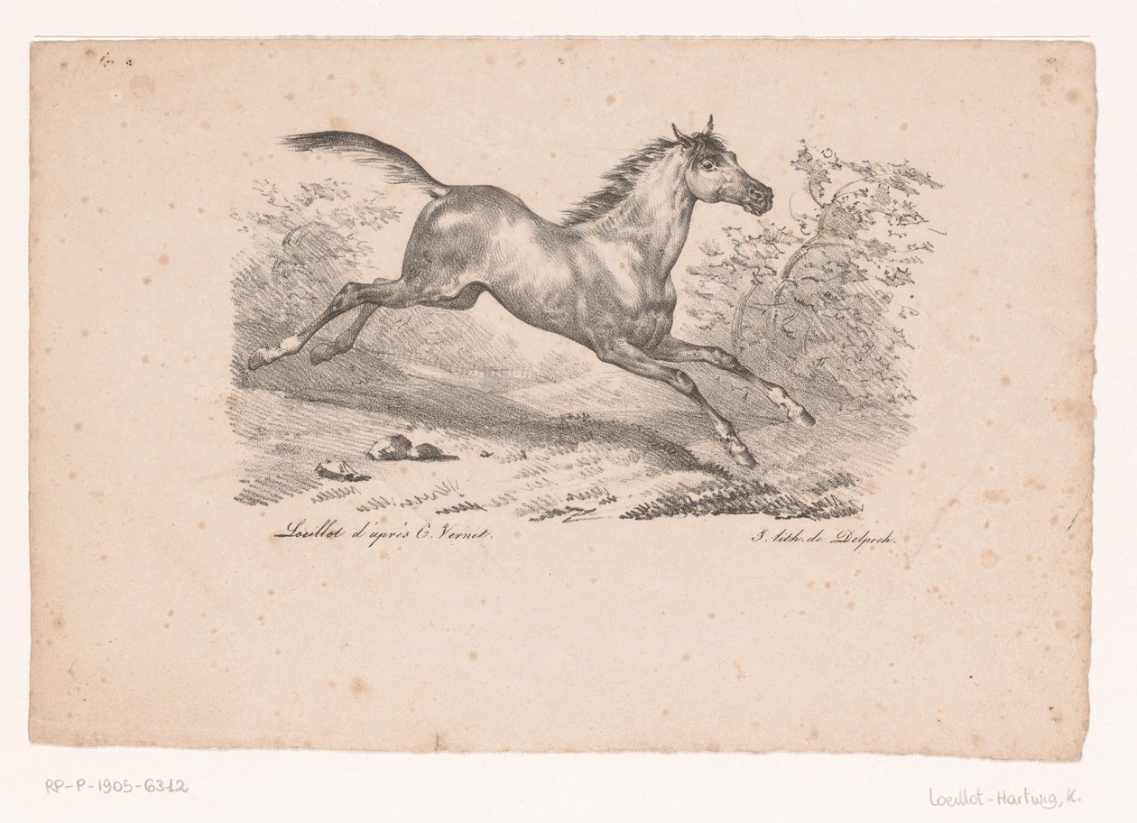 Cheval galopant dans le paysage - Karl Loeillot Hartwig