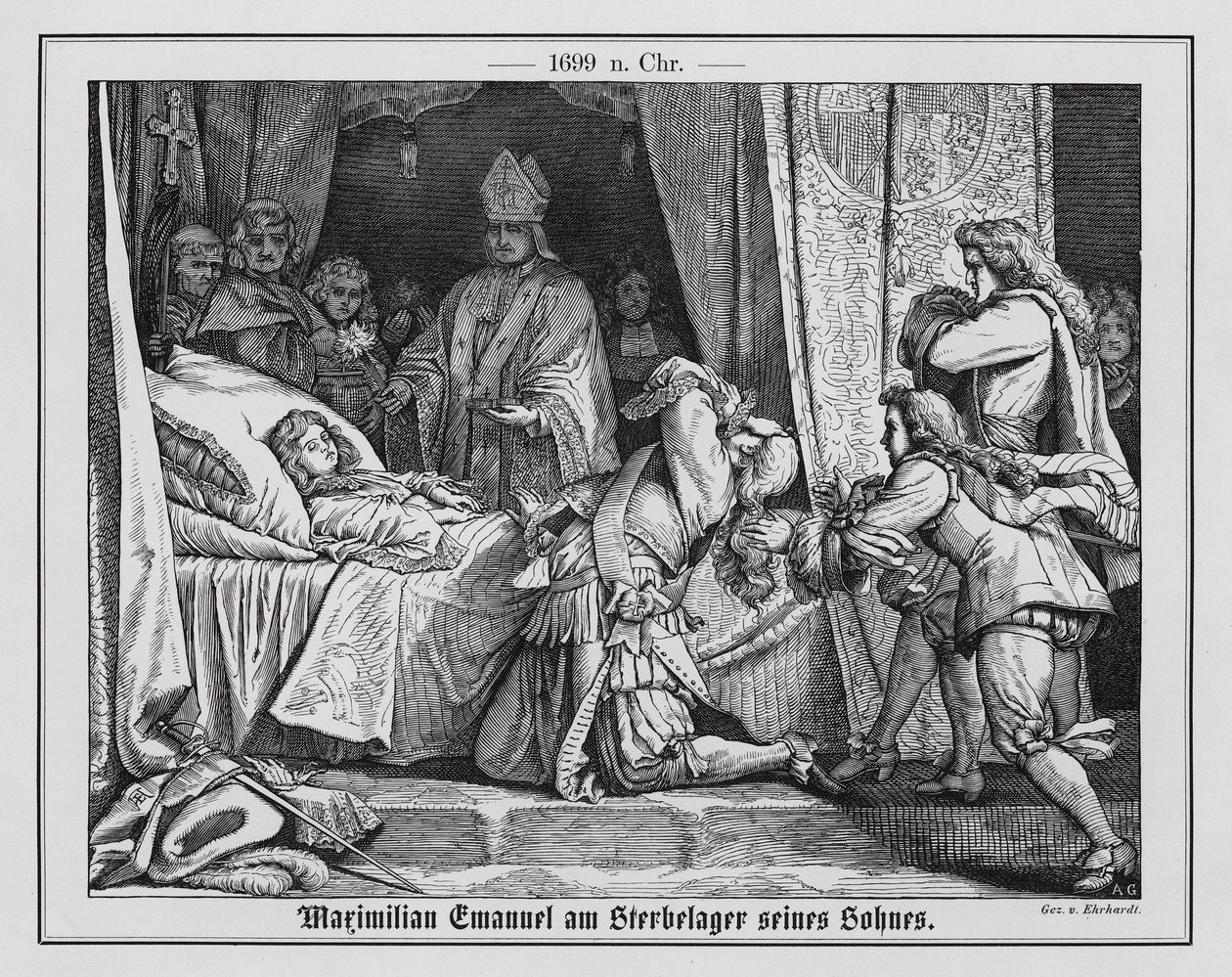 Maximilien II Emmanuel, prince-électeur de Bavière, au chevet de son fils - Karl Ludwig Adolf Ehrhardt