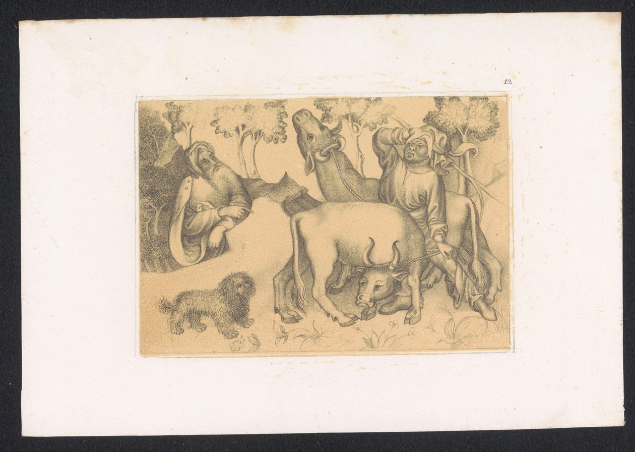 Paul de Thèbes regarde un homme avec deux bœufs - Karl Palzow