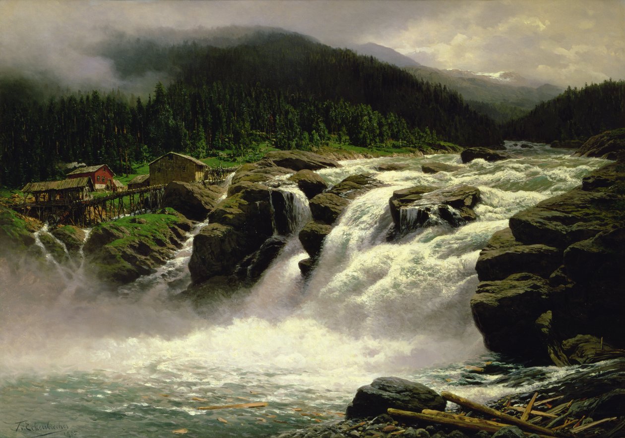 Cascade norvégienne, à Lofor dans Valders, 1905 - Karl Paul Themistocles von Eckenbrecher