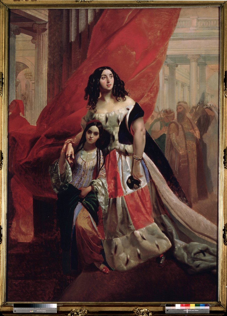 Portrait de la comtesse Julia Samoilova et sa belle-fille Amazillia Pacini quittant un bal - Karl Pavlovich Bryullov