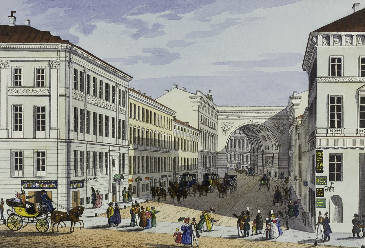 Rue Millionnaya et maison Kotomin à Saint-Pétersbourg, première moitié du 19e siècle - Karl Petrovich Beggrov