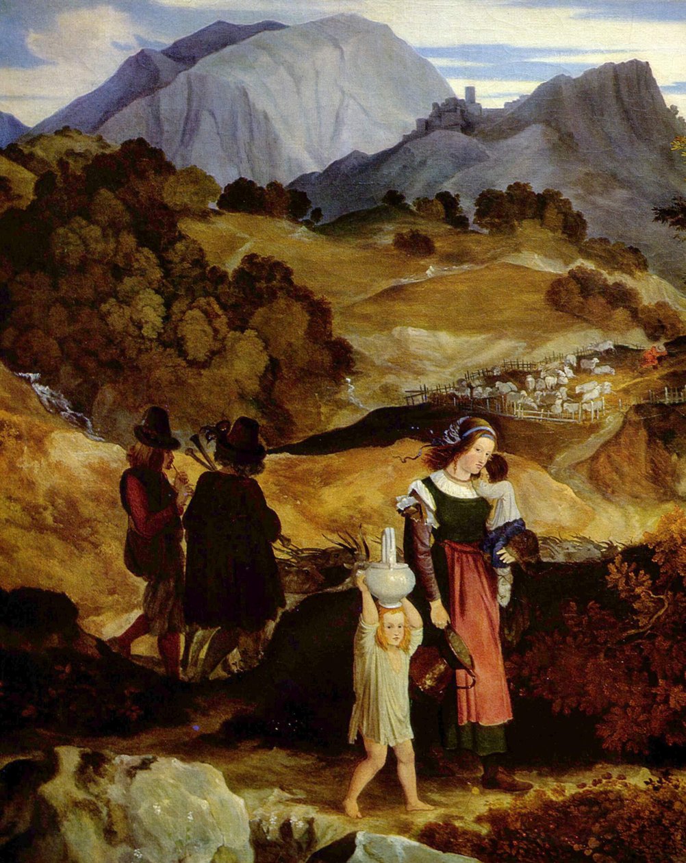 French : Paysage montagneux près de Subiaco avec des bergers
 (détail) - Karl Philipp Fohr