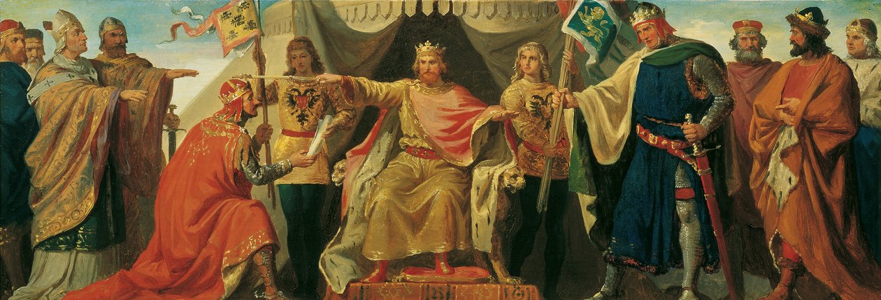 Frédéric Barberousse investit Henri Jasomirgott et Henri le Lion - Karl von Blaas