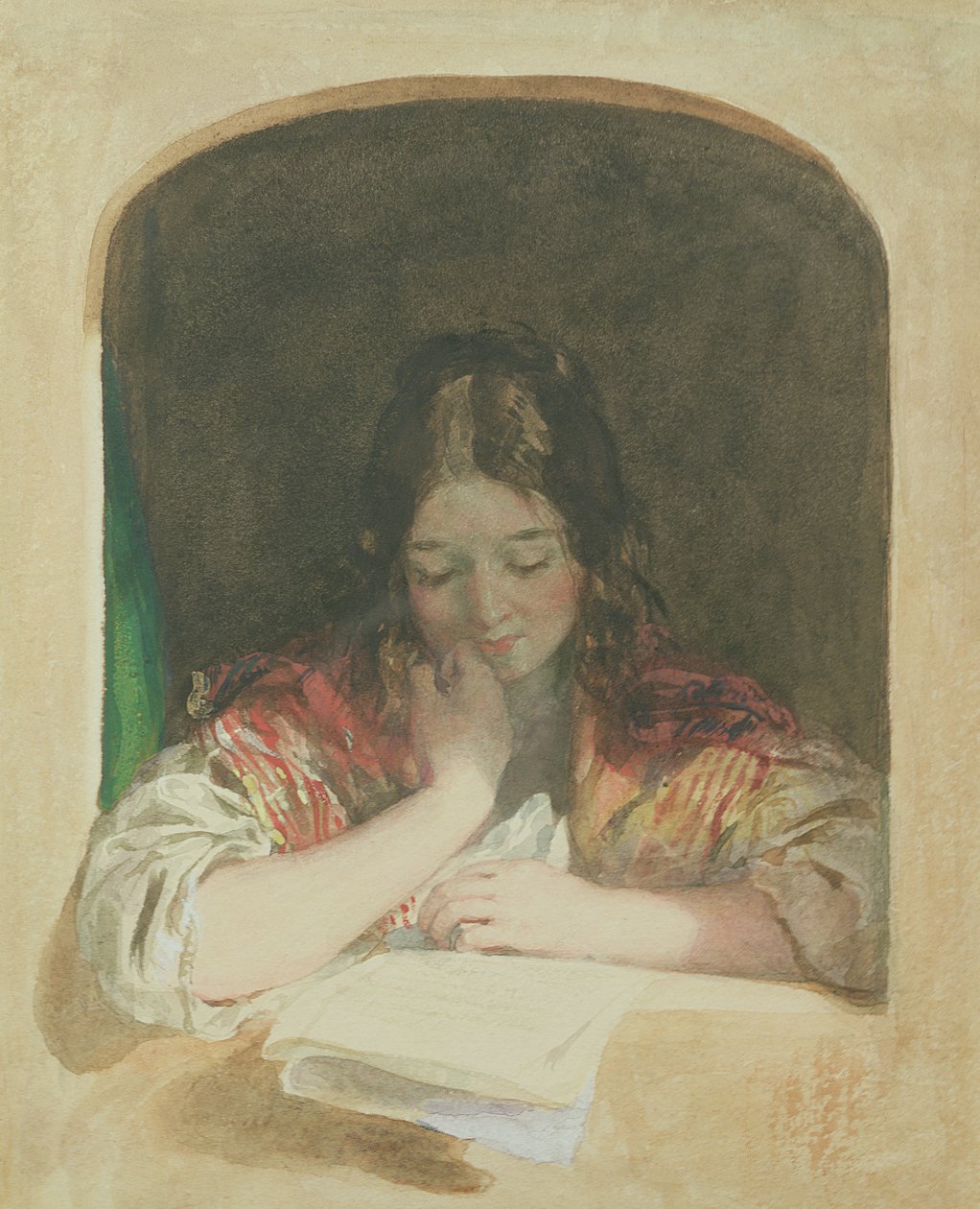 Fille lisant à une fenêtre, 19ème siècle - Karoly or Charles Brocky
