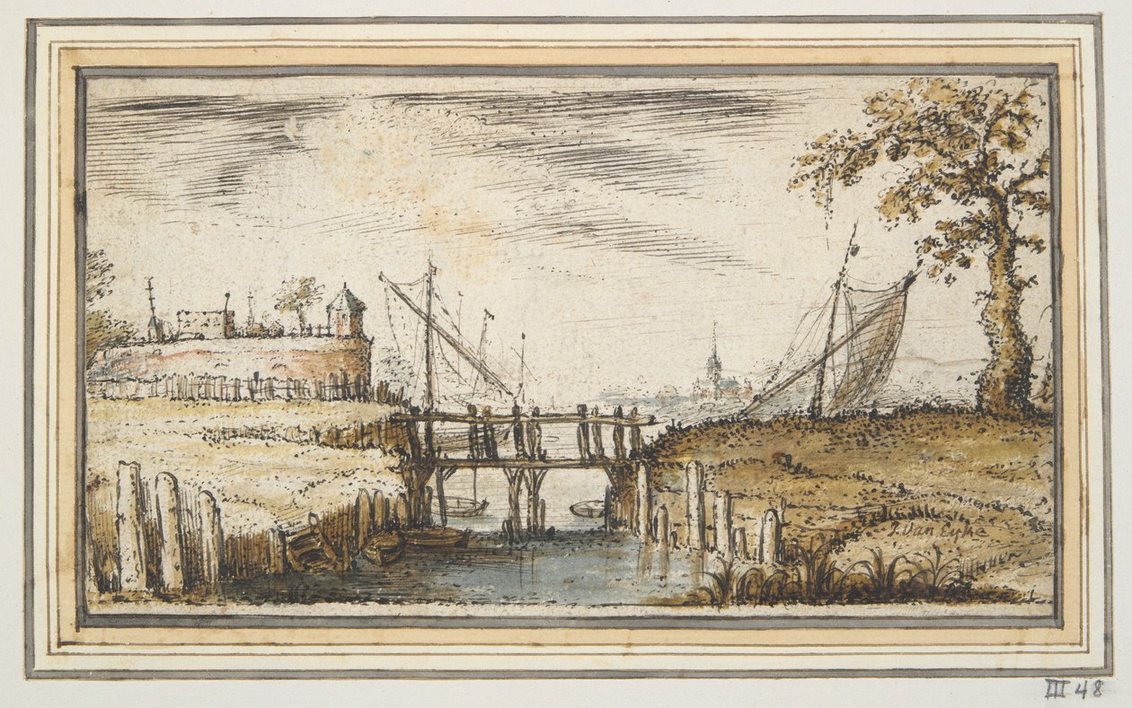Passerelle avec bastion et navires au loin - Kasper van Eyck