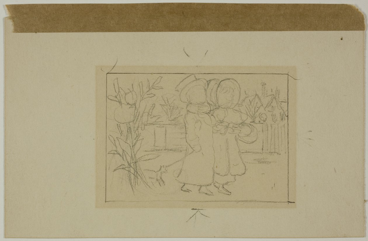Deux personnages qui marchent - Kate Greenaway