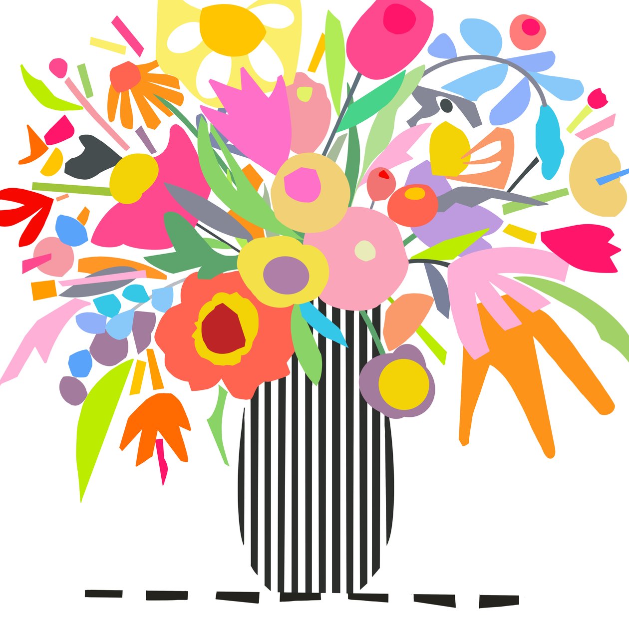 Fleurs et rayures 1, 2024 (illustration numérique à partir d