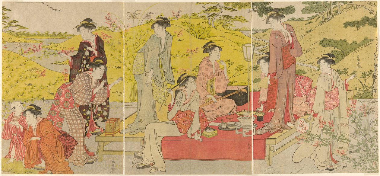 Pique-nique à Hagidera - Katsukawa Shuncho