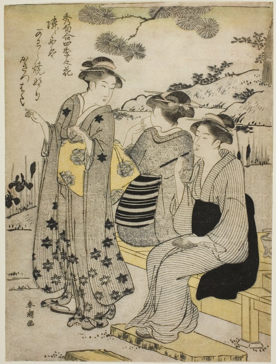 Iris à oreilles de lapin en automne, de la série "Odes les plus choisies sur les fleurs des quatre saisons (Shuku awase, shiki no hana)" - Katsukawa Shuncho