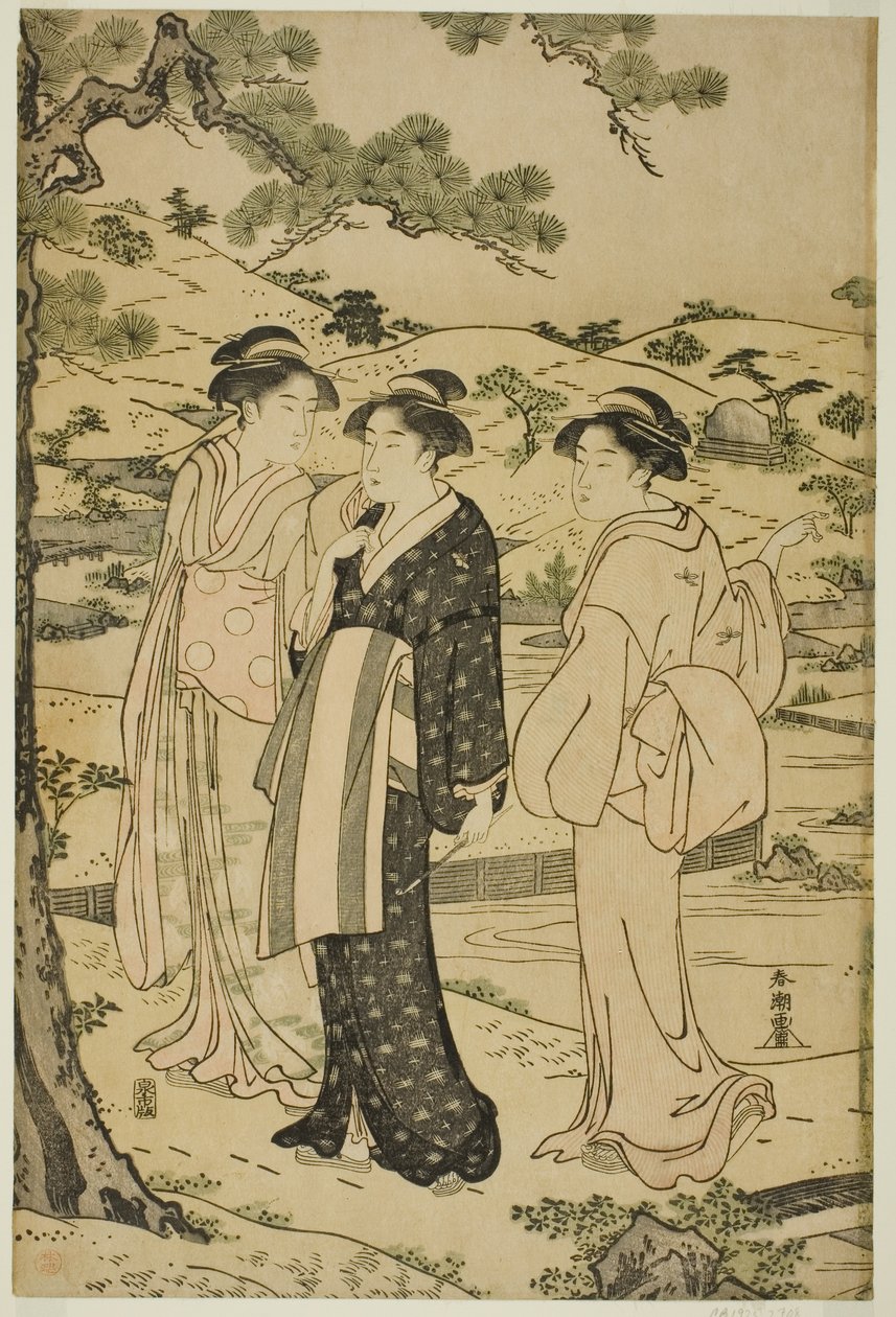 Femmes visitant un sanctuaire Inari - Katsukawa Shuncho