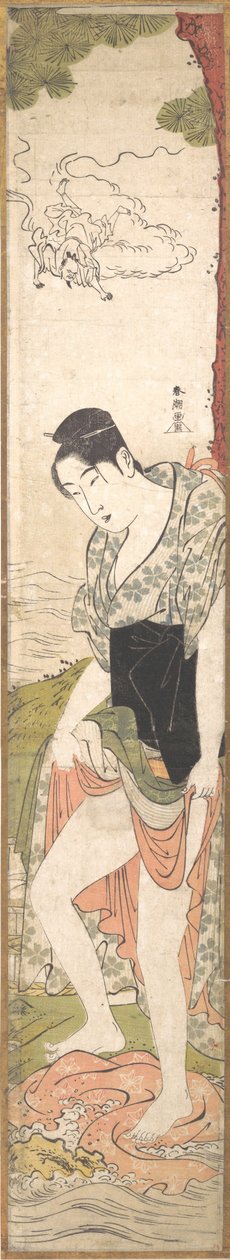 Jeune femme lavant des vêtements dans la rivière, fin XVIIIe-début XIXe siècle - Katsukawa Shuncho