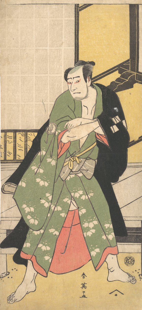 Le troisième Sawamura Sojuro comme un homme debout les pieds écartés - Katsukawa Shun