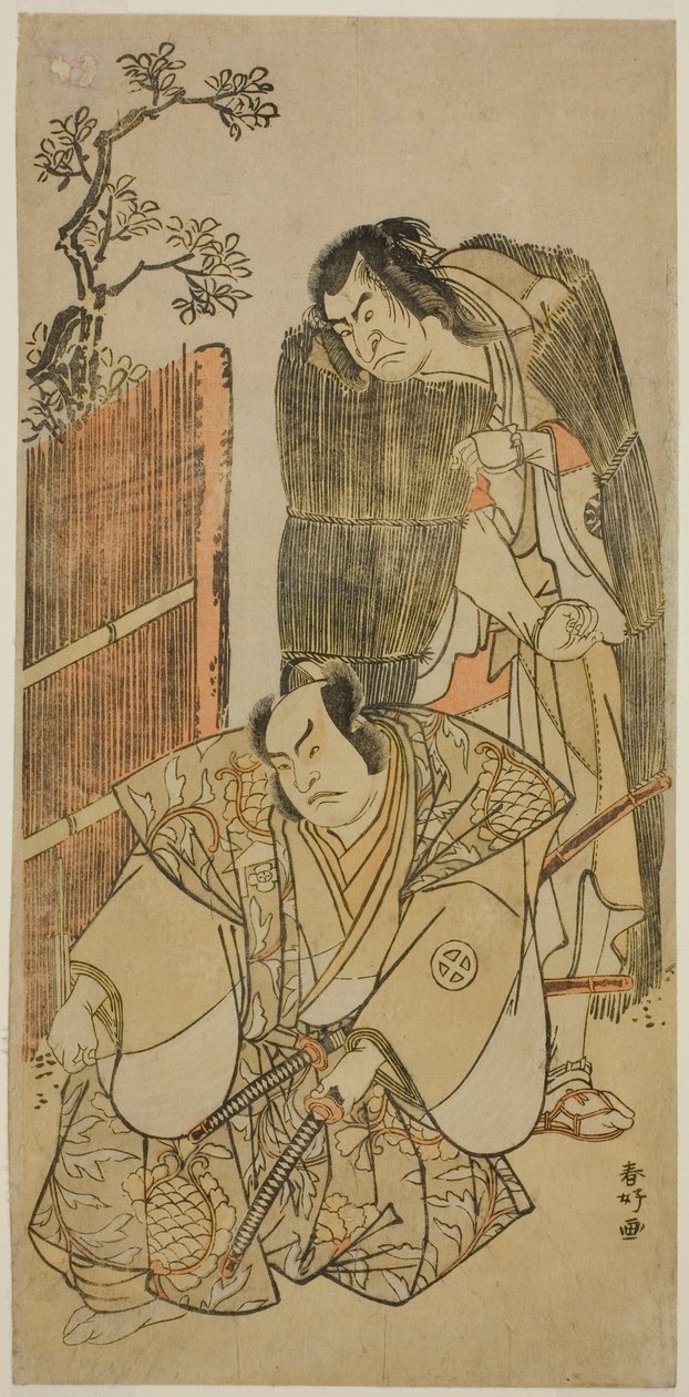 Les acteurs Nakamura Nakazo I dans le rôle de Kagekiyo habillé en mendiant (à droite), et Otani Hiroji III dans le rôle d