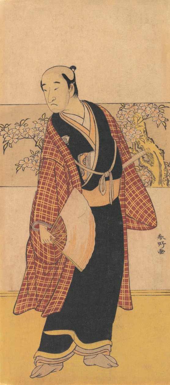 Un acteur non identifié avec un éventail ouvert à la main, 1743-1812 - Katsukawa Shunko