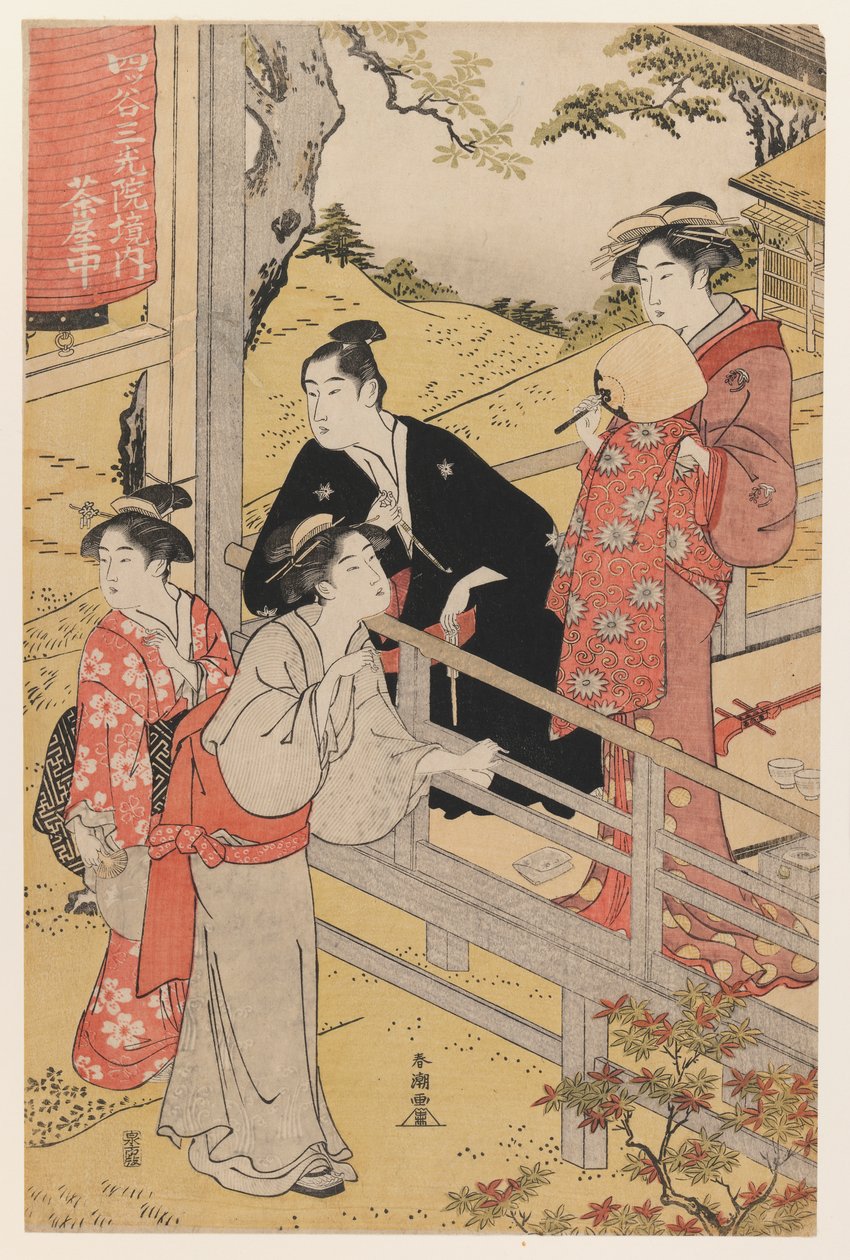 Maison de thé au temple Sankoin, Yotsuya - Katsukawa Shunko