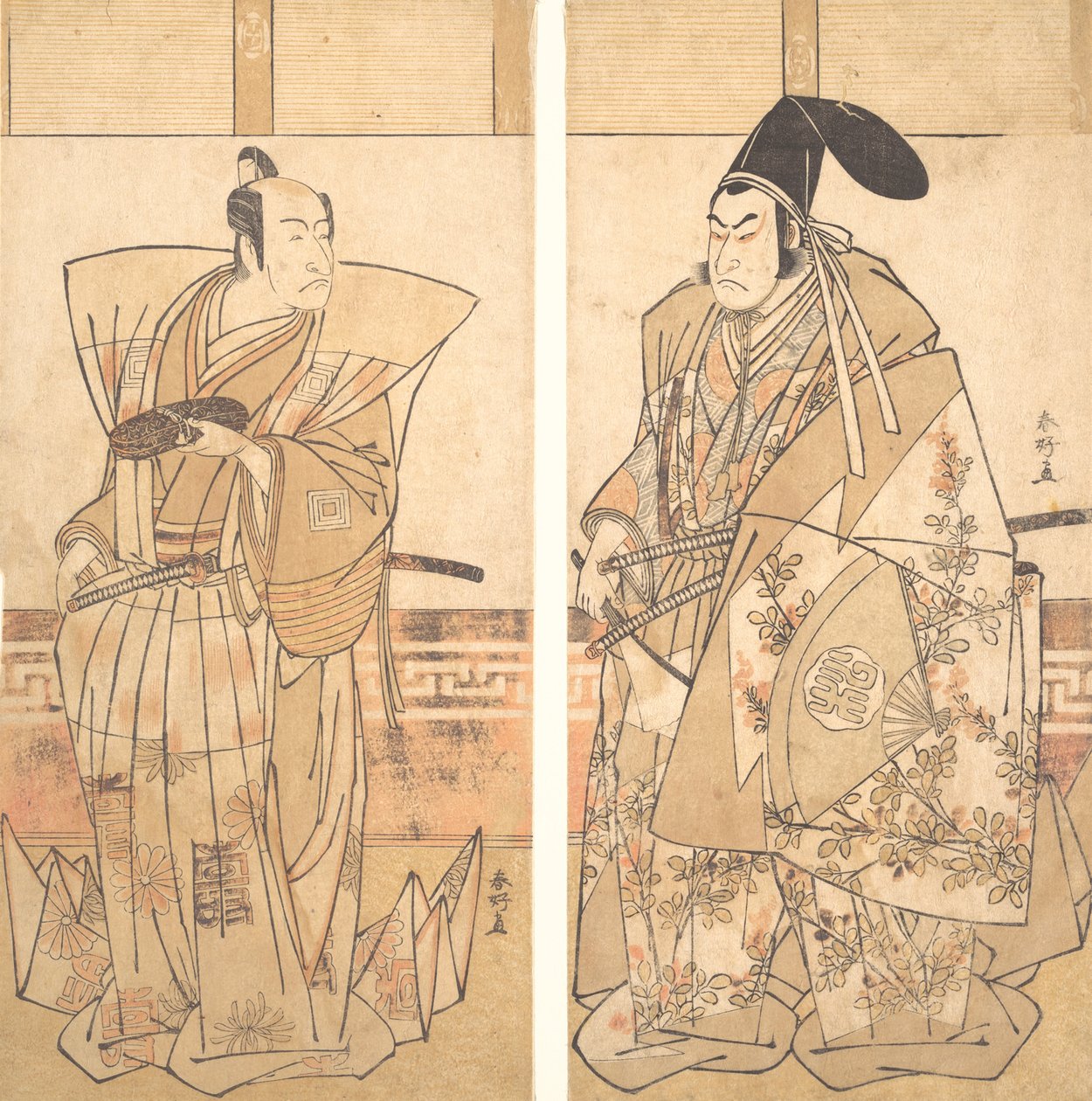 Deux acteurs habillés en costumes cérémoniels, vers 1787 - Katsukawa Shunko