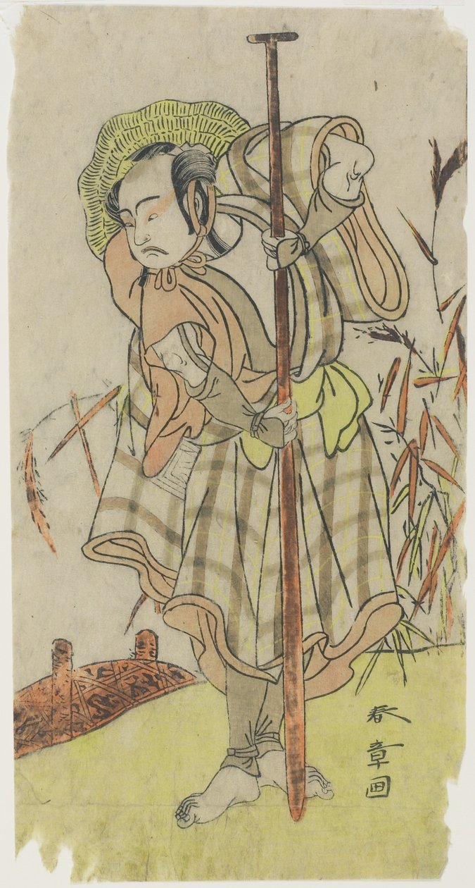 (Un acteur dans un rôle avec une pagaie) - Katsukawa Shunsho